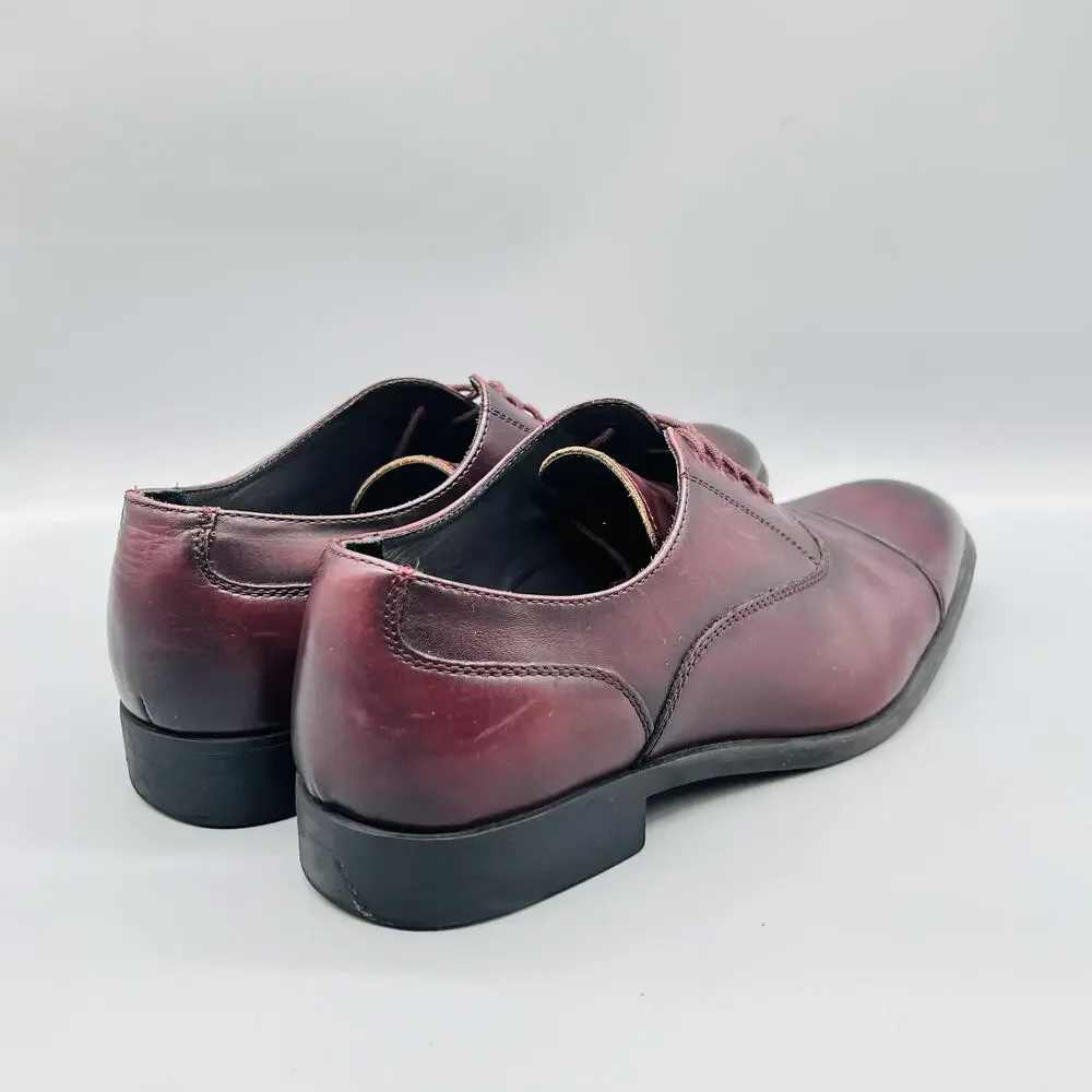 Nordstrom Shoes Mens 12 Red Leather Ortholite Cap Toe Oxford Dress Comfort